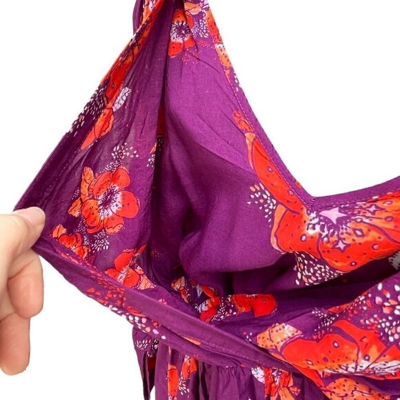 Free People Floral Flowy Tuscan Dreams Long Sleeve Wrist Tie Tunic Women’s S - Picture 5 of 14